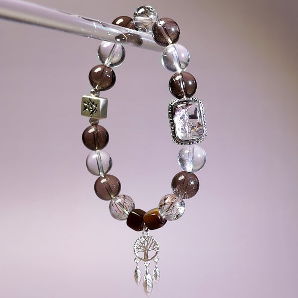 Night Harvest  | Smoky Quartz&Clear Quartz Healing Bracelet——"Those Who Sow in Nightmares Shall Reap Shooting Stars"